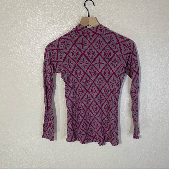 Woolona Venus Wool Long Sleeve Shirt Top Geometric Pattern Medium Merino Wool - Picture 7 of 7
